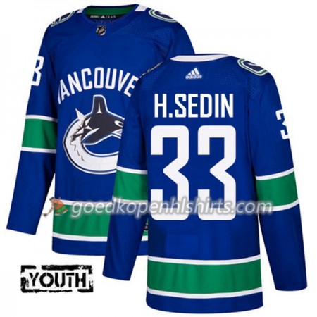 Vancouver Canucks Henrik Sedin 33 Adidas 2017-2018 Blauw Authentic Shirt - Kinderen